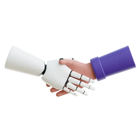 Robot and Human Handshake  3D Icon