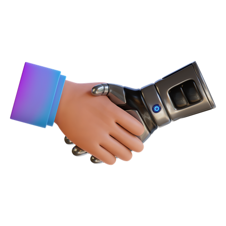 Robot And Human Handshake  3D Icon