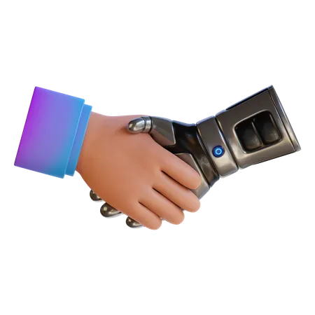 Robot And Human Handshake  3D Icon