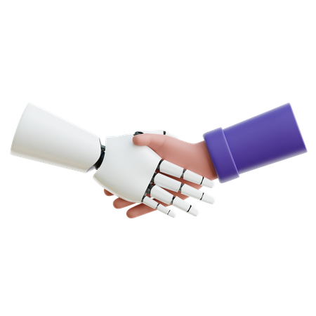 Robot and Human Handshake  3D Icon