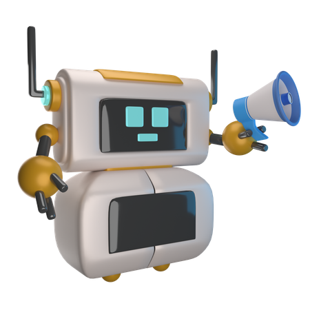 Robot And Loudspeakers  3D Icon