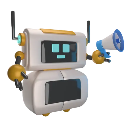 Robot And Loudspeakers  3D Icon