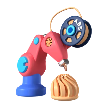 This Is Robot Arm 3 D Printer 3 D Render Illustration Icon It Comes As A High Resolution PNG File Isolated On A Transparent Background The Available 3 D Model File Formats Include BLEND OBJ FBX And GLTF 3D Icon
