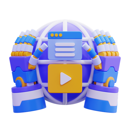 Robot Arms Surrounding Globe  3D Illustration