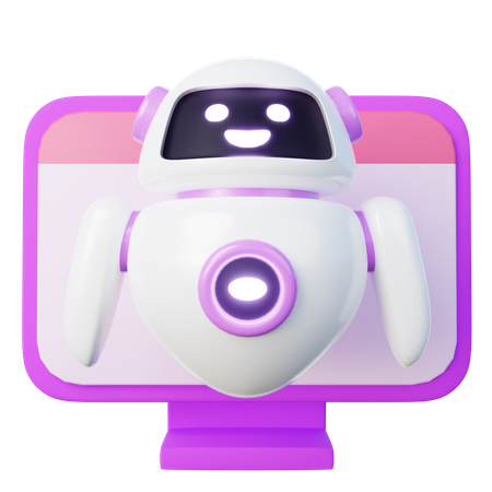 Robot asistente virtual en PC  3D Icon