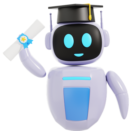 Robot avec chapeau de diplômé  3D Icon