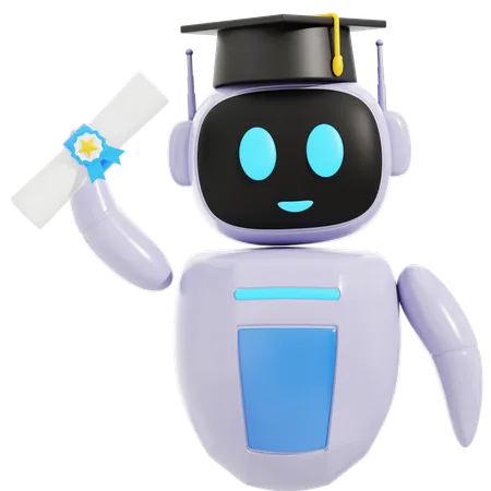 Robot avec chapeau de diplômé  3D Icon