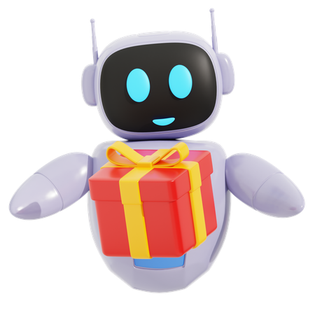 Robot avec coffret cadeau  3D Icon