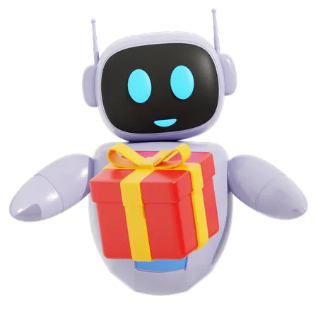 Robot avec coffret cadeau  3D Icon