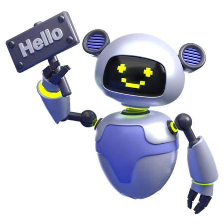 Robot avec Hello Board  3D Illustration