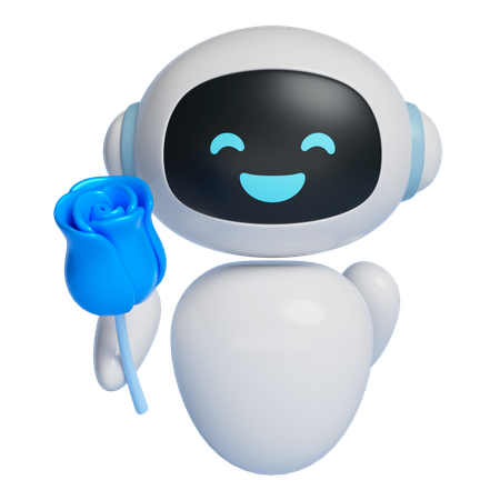 花を配るロボットキャラクター  3D Icon