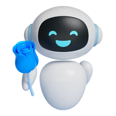 Robot Character Handing Out Flowers  3D Icon