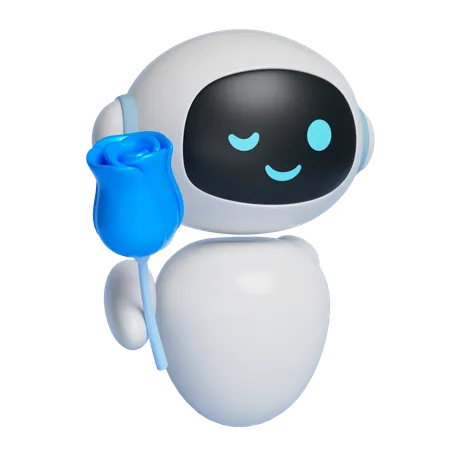 Robot Character Handing Out Flowers  3D Icon