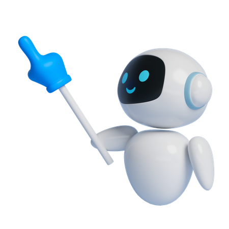 Robot Character Holding A Baton And Giving Directions  3D Icon