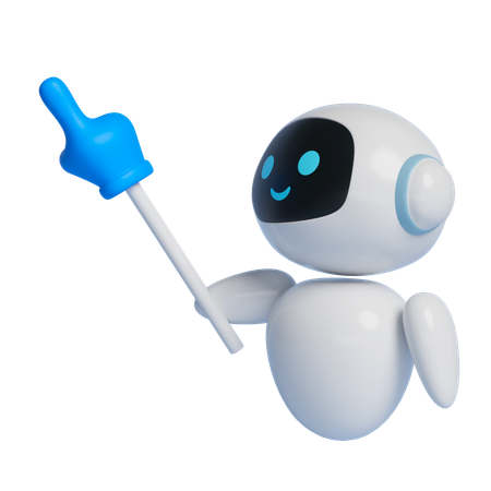 Robot Character Holding A Baton And Giving Directions  3D Icon