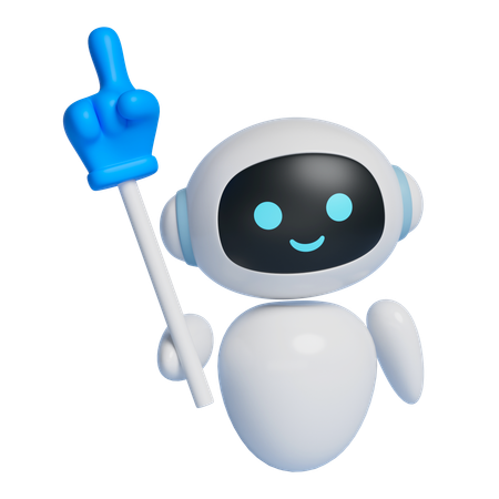 Robot Character Holding A Baton And Giving Directions  3D Icon