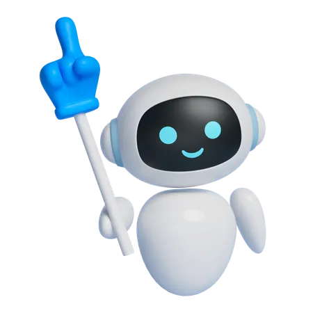 Robot Character Holding A Baton And Giving Directions  3D Icon