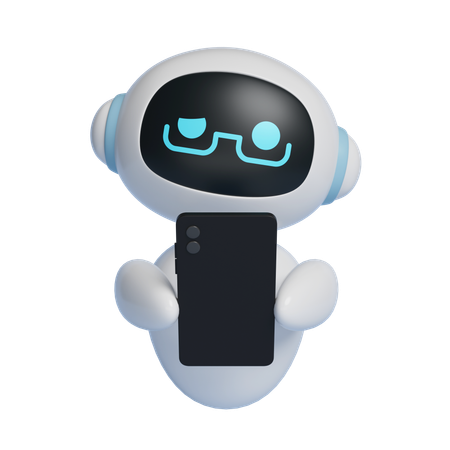 Robot Character Looking At Touchscreen  3D Icon