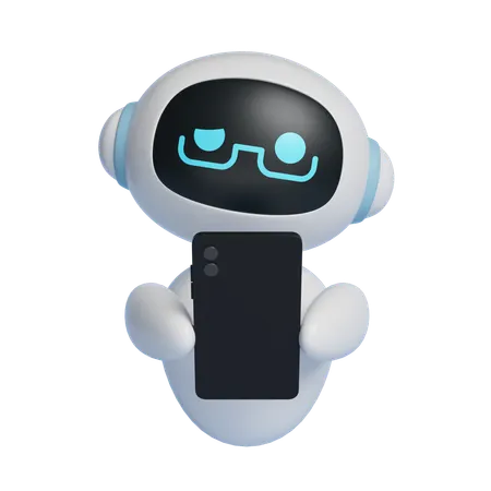 Robot Character Looking At Touchscreen  3D Icon