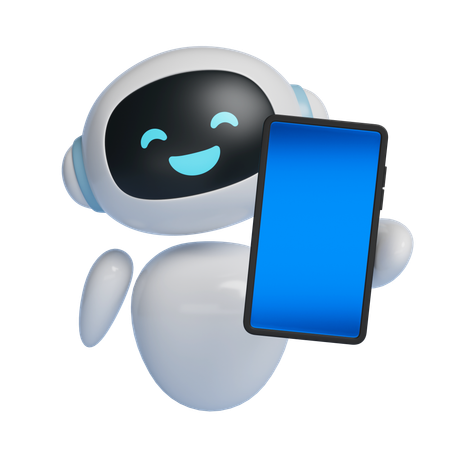 Robot Character Showing Touchscreen  3D Icon