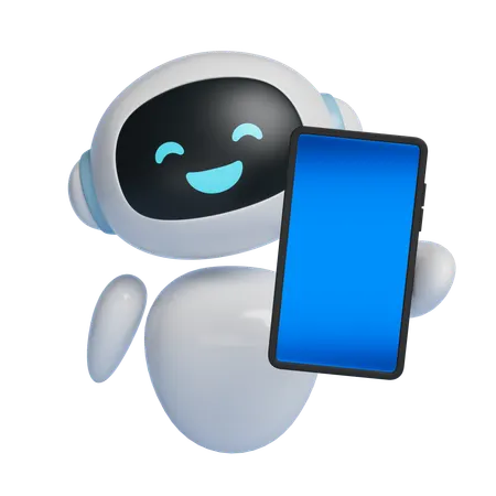 Robot Character Showing Touchscreen  3D Icon