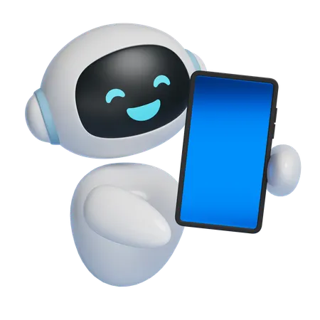 Robot Character Showing Touchscreen  3D Icon