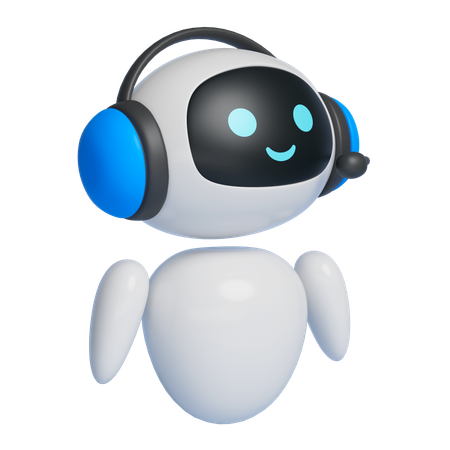 Robot Character Wearing A Counseling Headset  3D Icon