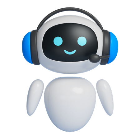 Robot Character Wearing A Counseling Headset  3D Icon