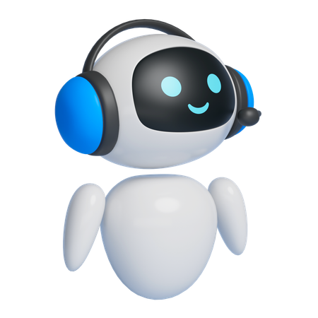 Robot Character Wearing A Counseling Headset  3D Icon