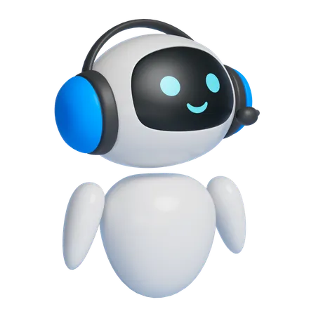 Robot Character Wearing A Counseling Headset  3D Icon