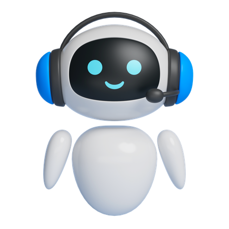 Robot Character Wearing A Counseling Headset  3D Icon