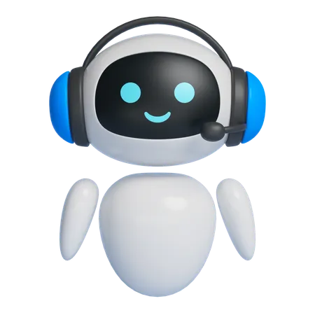 Robot Character Wearing A Counseling Headset  3D Icon