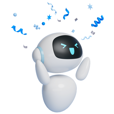 頭上に花粉が舞うロボットキャラクター  3D Icon