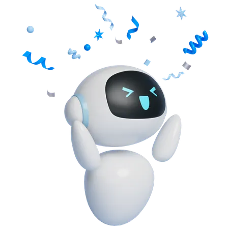 頭上に花粉が舞うロボットキャラクター  3D Icon