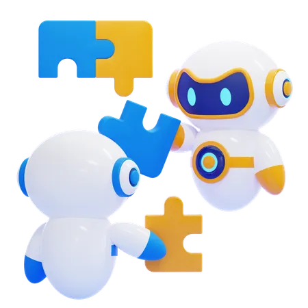 Robot collaborating  3D Icon