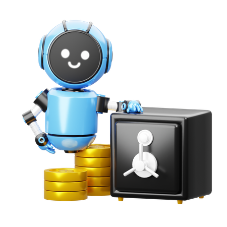 Robot Con Caja De Ahorro  3D Icon