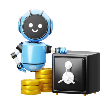 Robot Con Caja De Ahorro  3D Icon