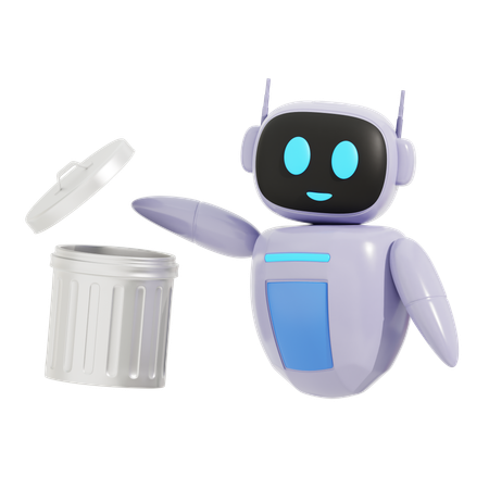 Robot con bote de basura  3D Icon