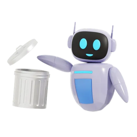 Robot con bote de basura  3D Icon