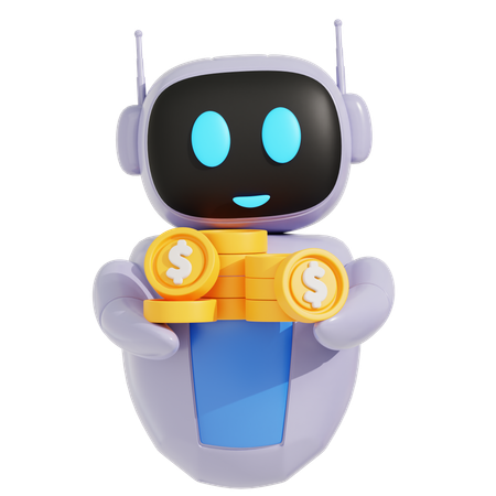 Robot con dinero  3D Icon