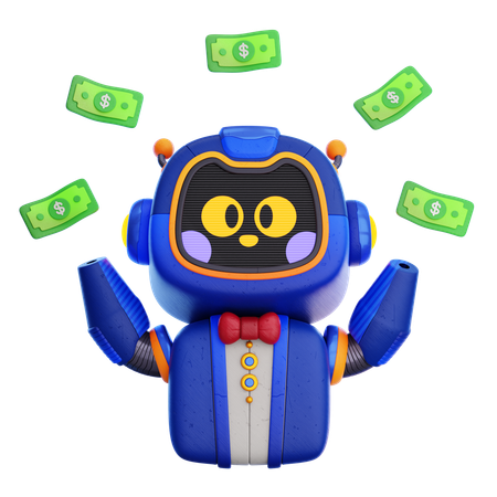 Robot con dinero  3D Icon