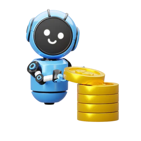 Robot con moneda  3D Icon