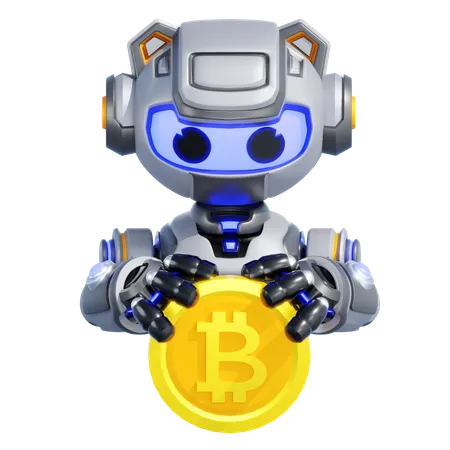 ROBOT CRYPTOCURRENCY  3D Illustration
