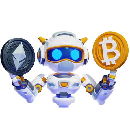 ROBOT CRYPTOCURRENCY  3D Illustration