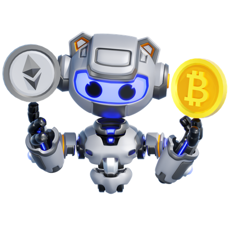 ROBOT CRYPTOCURRENCY  3D Illustration