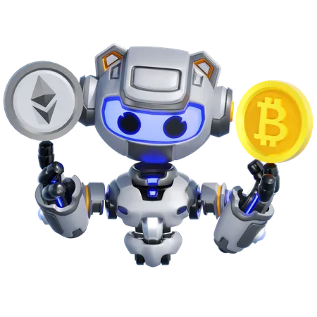 ROBOT CRYPTOCURRENCY  3D Illustration