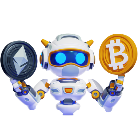 ROBOT CRYPTOCURRENCY  3D Illustration