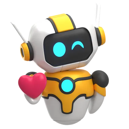 Robot dando corazon  3D Icon