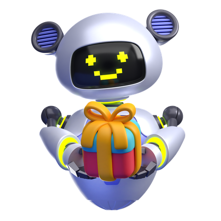 Robot dando regalo  3D Illustration