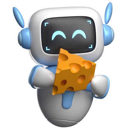 Robot disfrutando del queso  3D Illustration